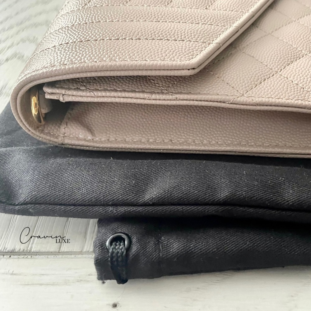 ❌❌SOLD❌❌ Saint Laurent Envelope Wristlet Clutch Dark Beige - Picture 4 of 7